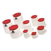HDPE White Containers with Red Screw Lids